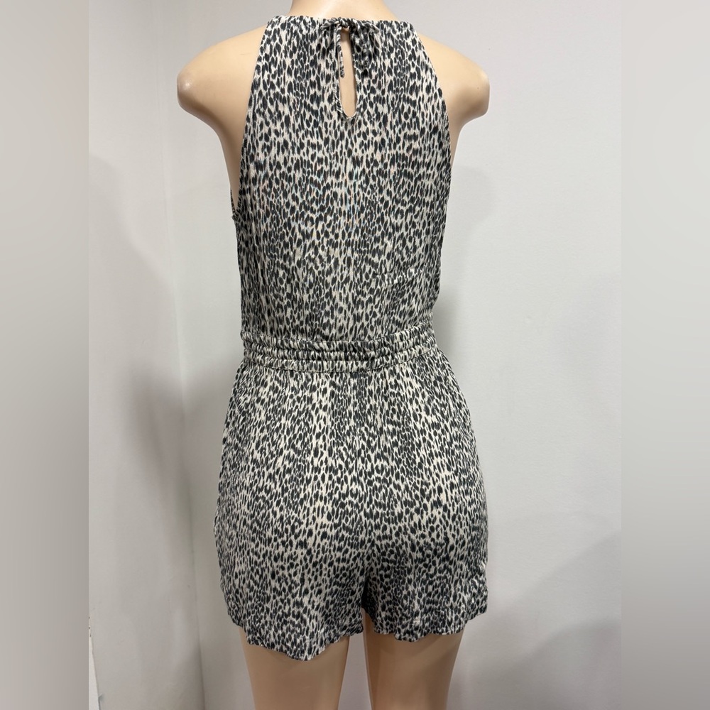 All Saints Maya Romper Playsuit Pockets Leopard Animal Print Size Medium - Picture 4 of 8